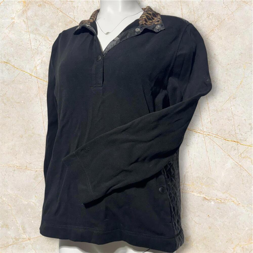 Tommy Bahama Women's Pullover Sweater with Quilted and Leopard‎ Print Accent